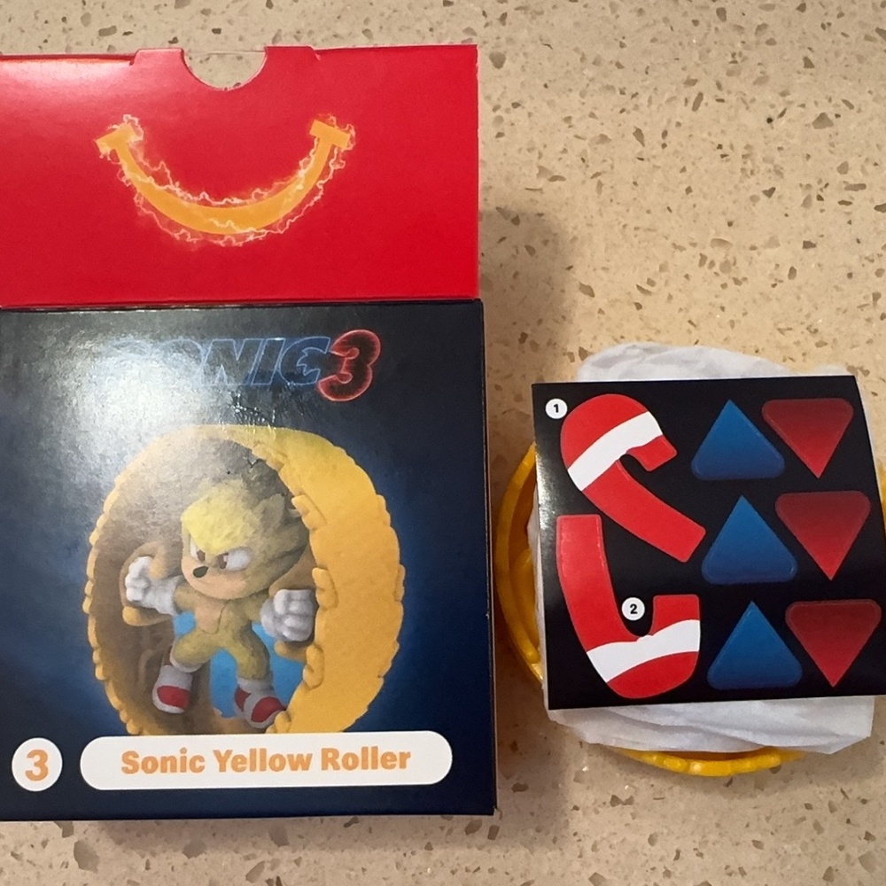 McDonald's #3 Sonic the Hedgehog 3 SONIC Yellow Roller Happy Meal Toy